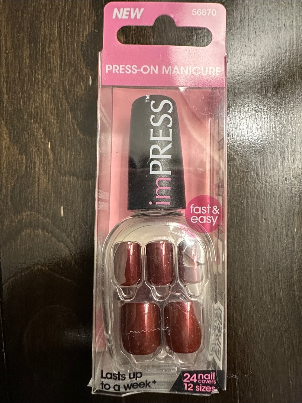 imPRESS Metallic Deep Red Press-On Manicure Nails